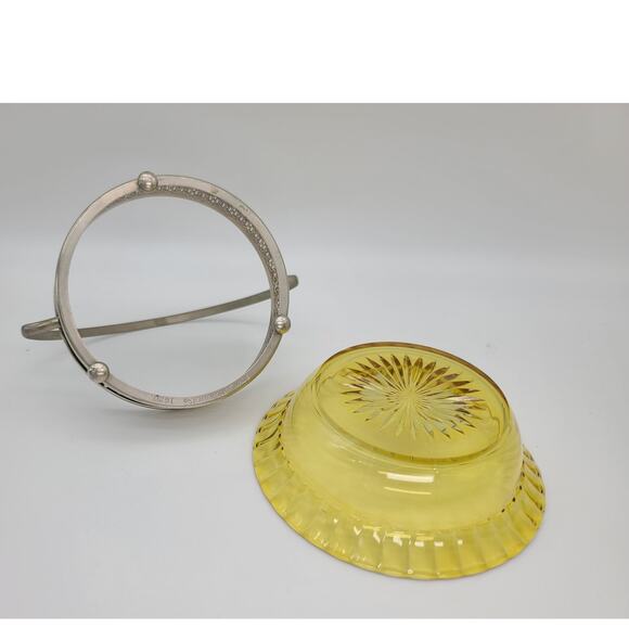 Vtg c1900s Heisey Glass Amber Bride Basket Royal Rochester Silver Repousse Stand - Picture 10 of 10